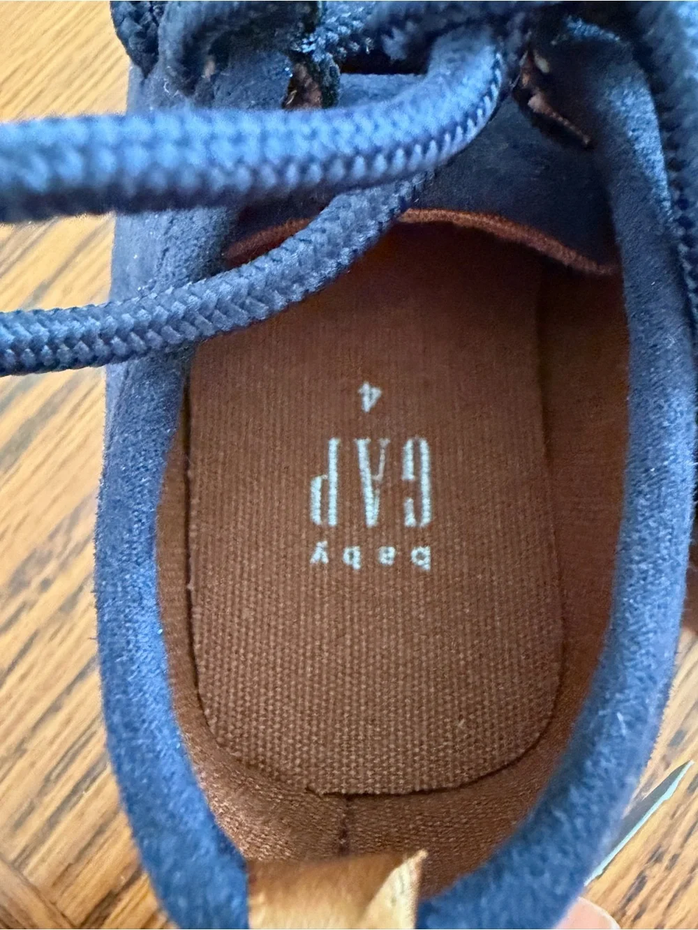 GAP Navy Suede Moccasin Sneakers with Tan Sole